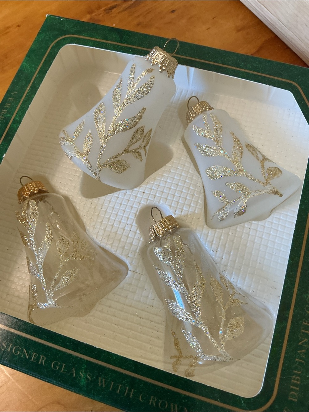 Vintage Victorian Glass Bell Ornaments New in Box Christmas